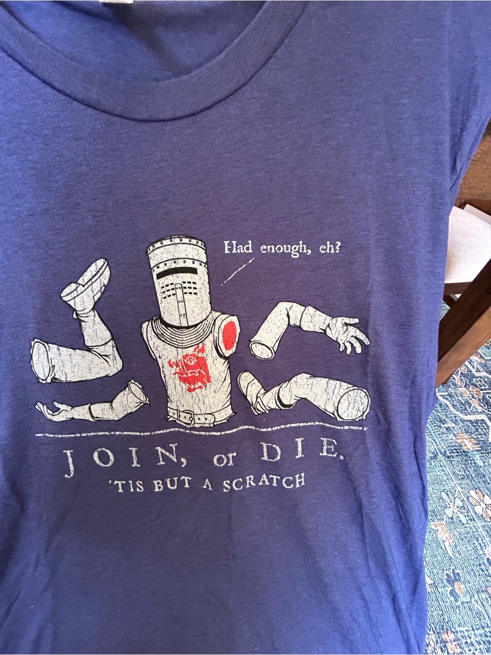 'Join, or Die' Men's Blue Graphic Short Sleeve Tee - Picture 3 of 4